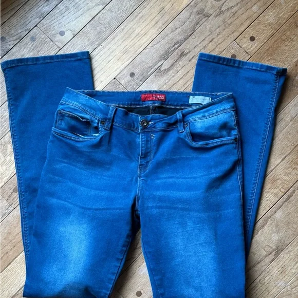 Guess Mid Rise Slim Boot Jeans Women’s 32 Blue Denim - Picture 6 of 7